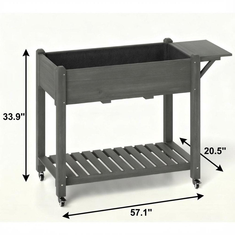 Light Gray Wood Rectangular Planter Box - 34 X 57-inch