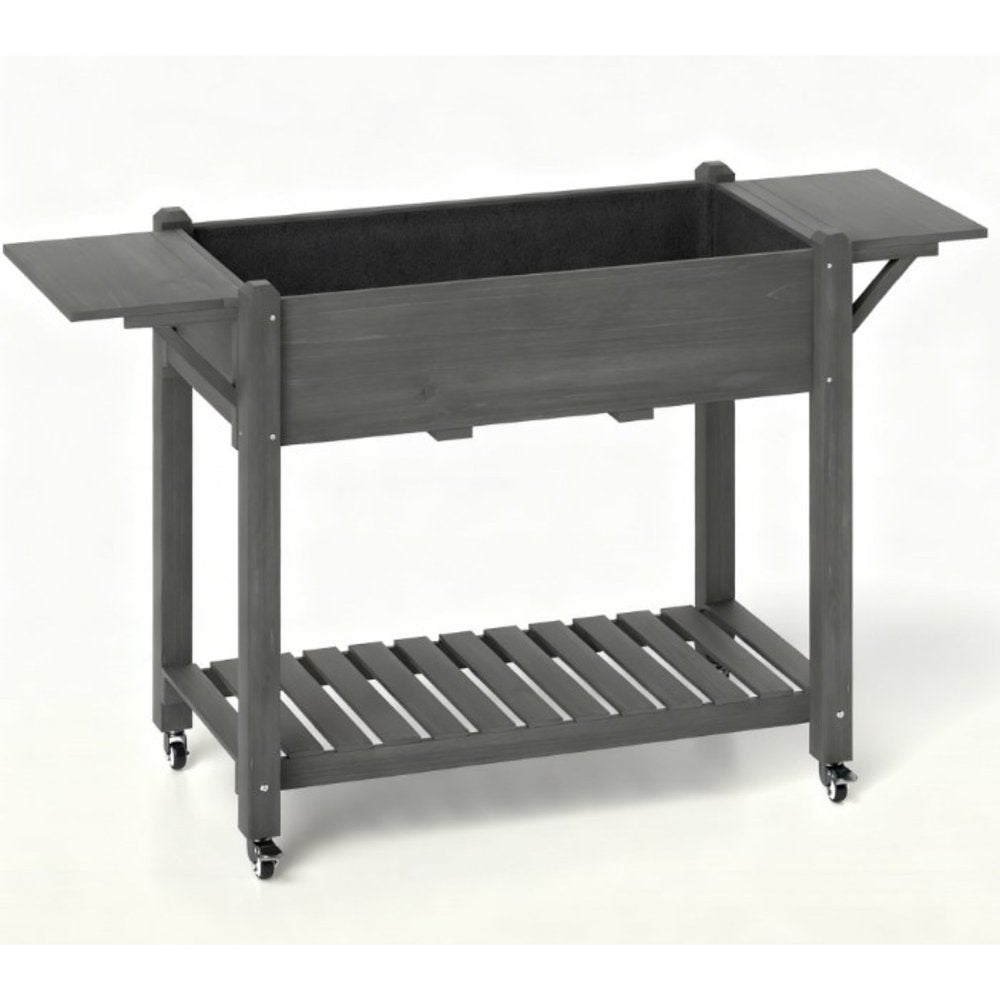 Light Gray Wood Rectangular Planter Box - 34 X 57-inch