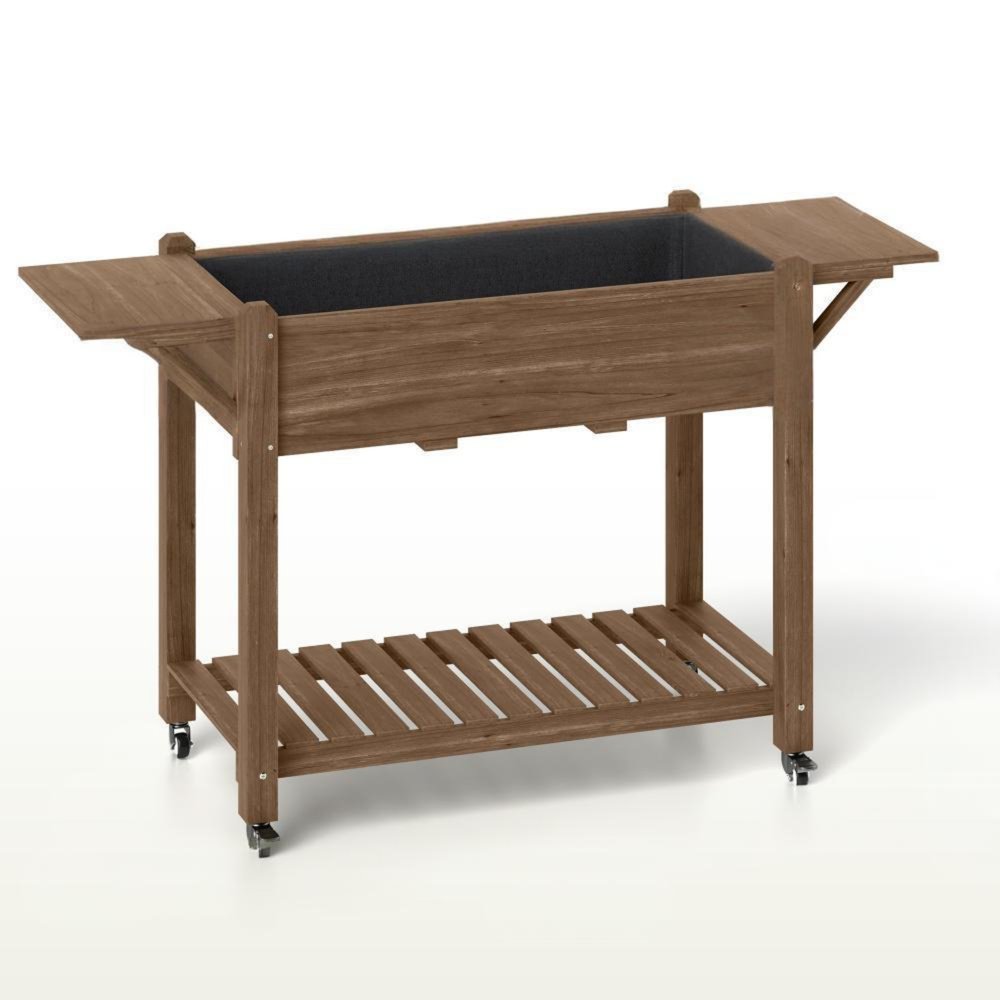 Brown Wood Rectangular Planter Box - 34 X 57-inch