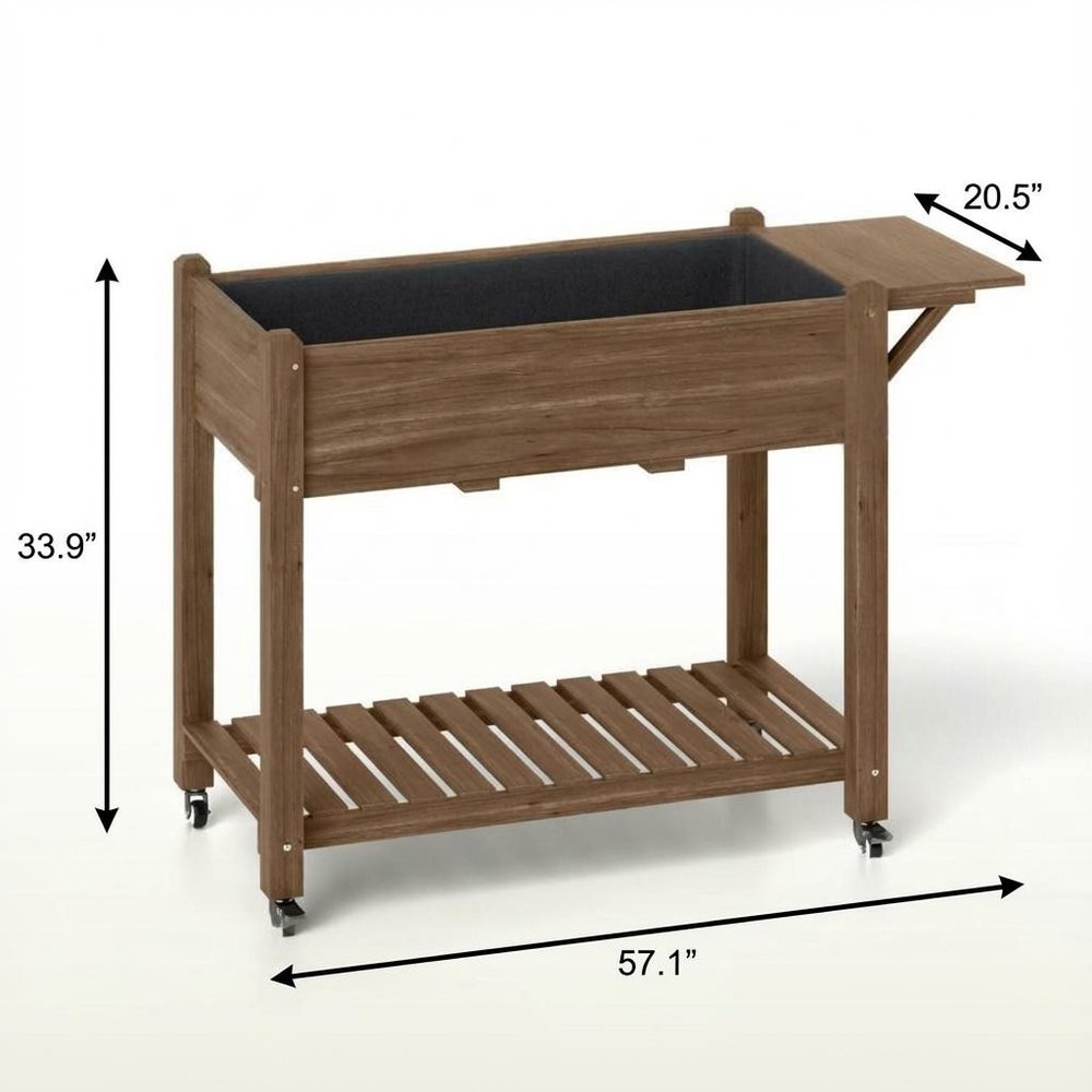 Brown Wood Rectangular Planter Box - 34 X 57-inch