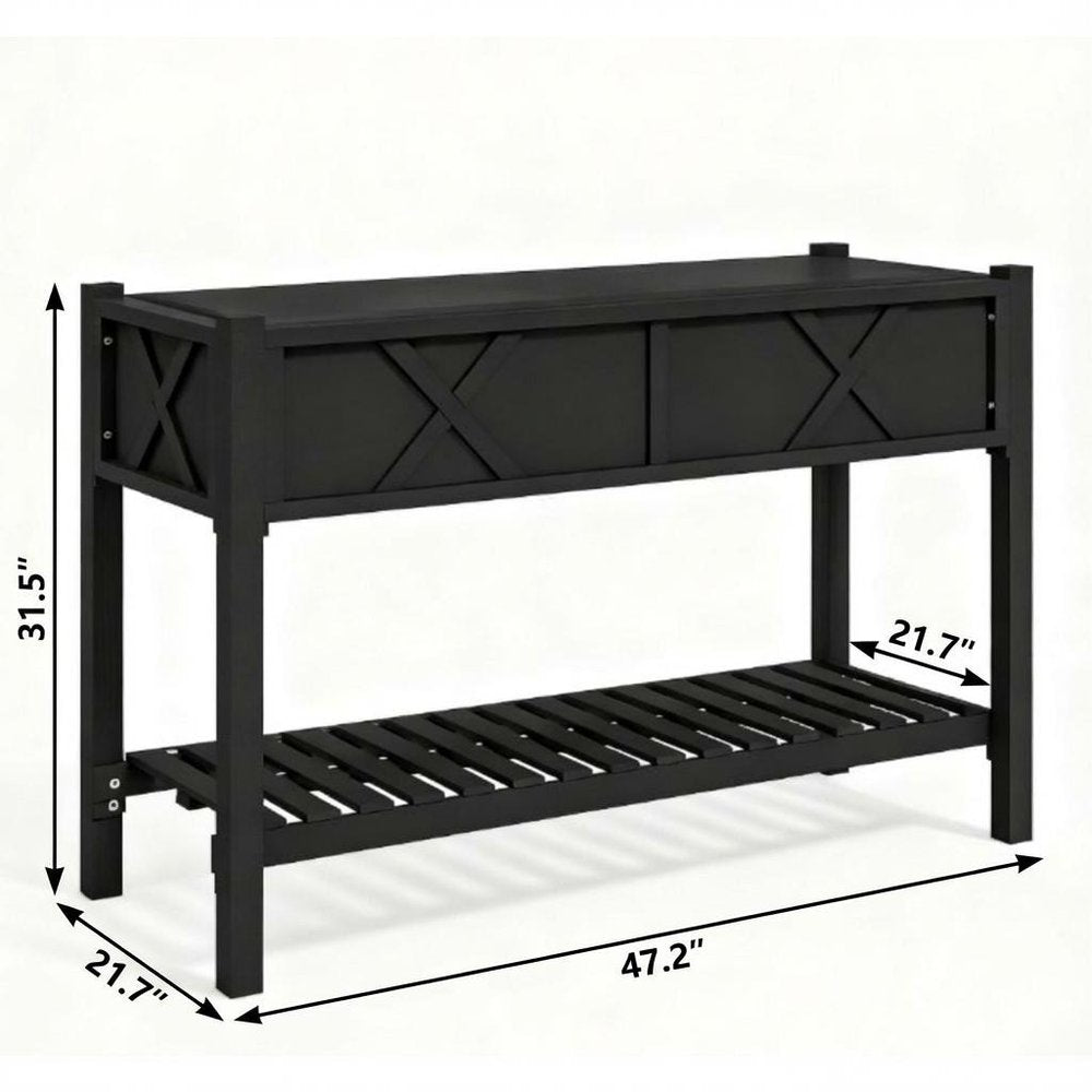 Black Wood Rectangular Planter Box - 32 X 47-inch