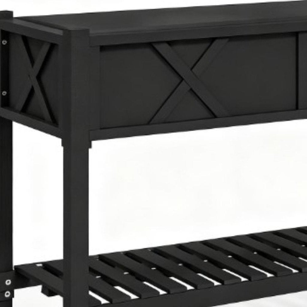 Black Wood Rectangular Planter Box - 32 X 47-inch