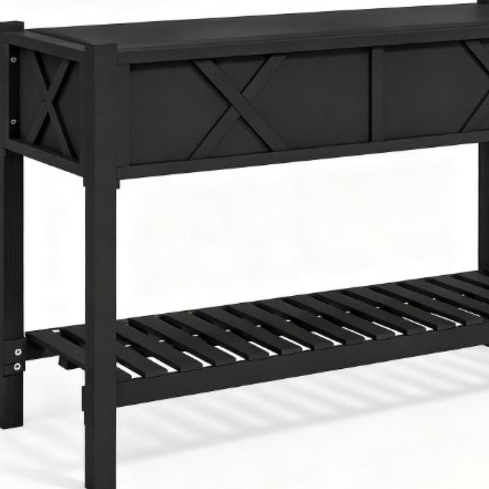Black Wood Rectangular Planter Box - 32 X 47-inch