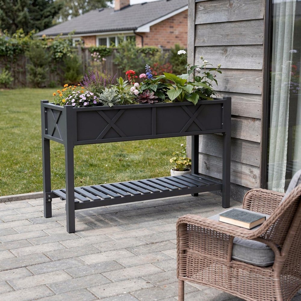 Black Wood Rectangular Planter Box - 32 X 47-inch