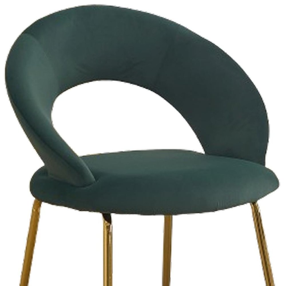 Green and Gold Velvet and Metal Curved Back Dining Side Chair