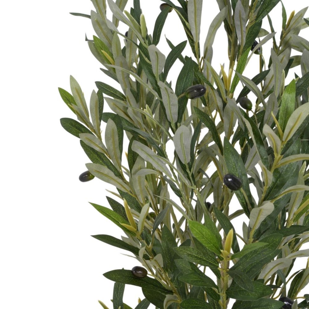 Green Artificial Olive Tree in Cylindrical Black Pot - 71-inch