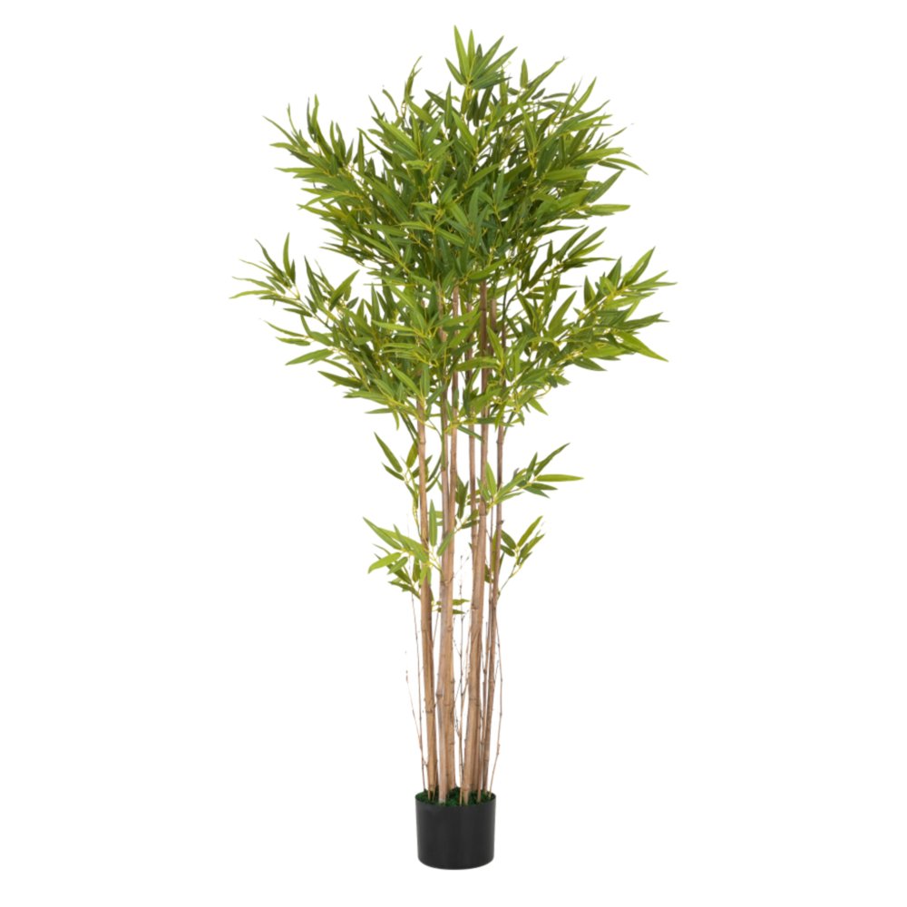 Green Artificial Bamboo Tree in Cylindrical Black Pot - 70-inch
