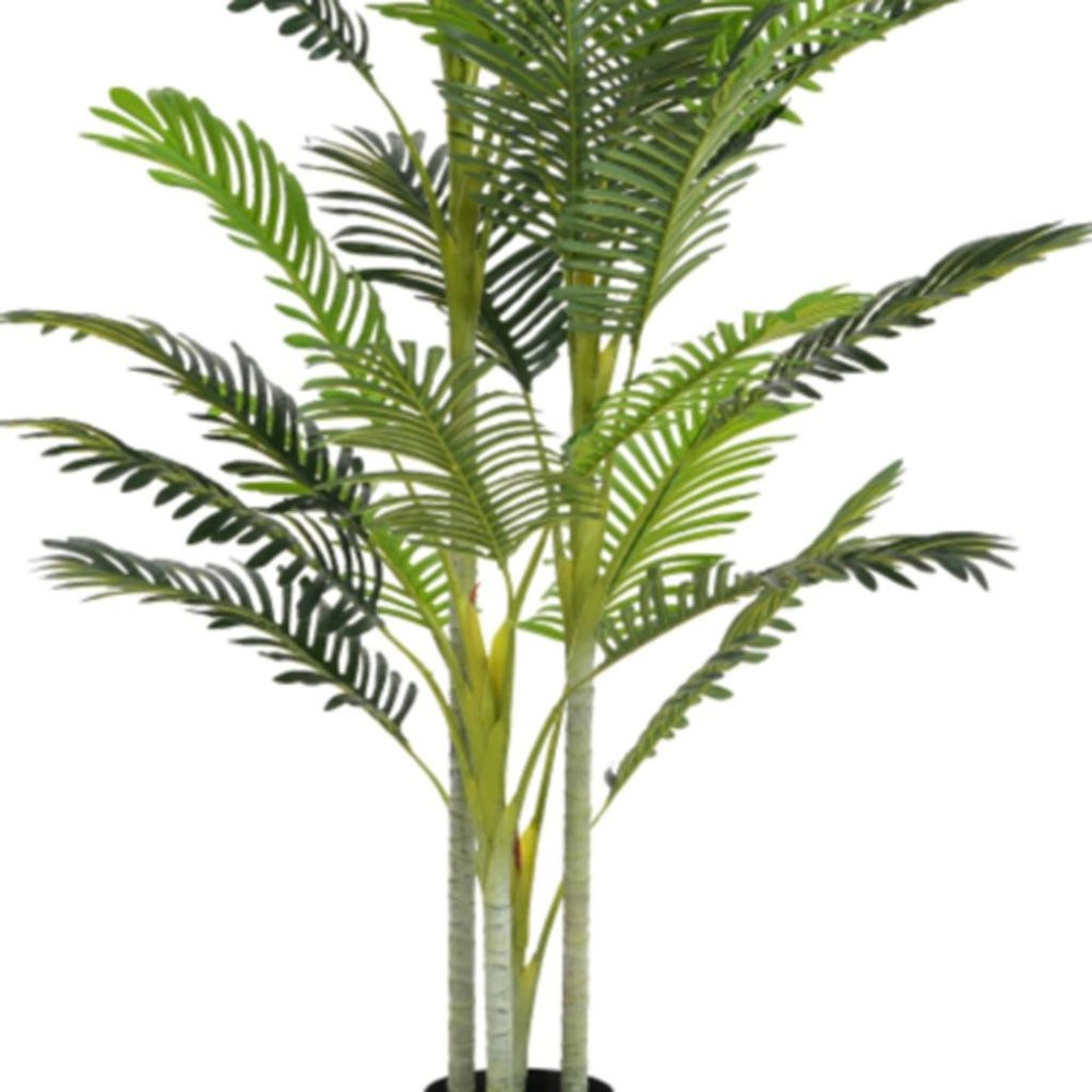 Set of Two 79 Green Artificial Palm Tree in Cylindrical Black Pot