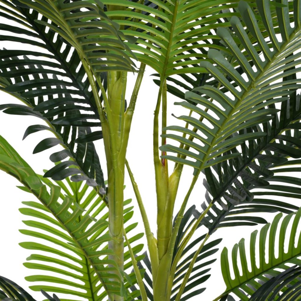 Set of Two 79 Green Artificial Palm Tree in Cylindrical Black Pot