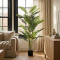 Set of Two 79 Green Artificial Palm Tree in Cylindrical Black Pot