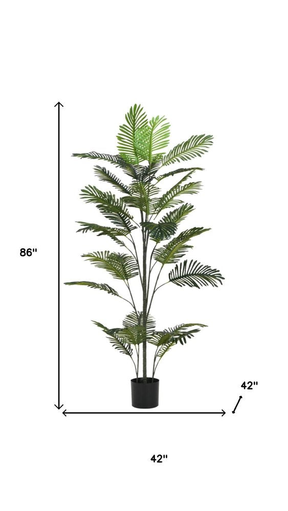 Green Artificial Palm Tree in Cylindrical Black Pot - 86-inch