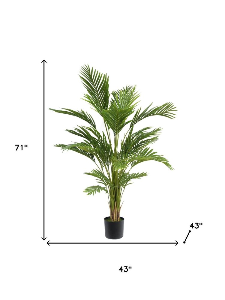 Green Artificial Palm Tree in Cylindrical Black Pot - 71-inch
