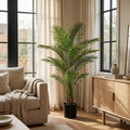 Green Artificial Palm Tree in Cylindrical Black Pot - 71-inch