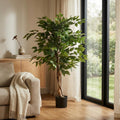 Green Artificial Ficus Tree in Cylindrical Black Pot - 47-inch