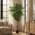 Green Artificial Ficus Tree in Cylindrical Black Pot - 71-inch