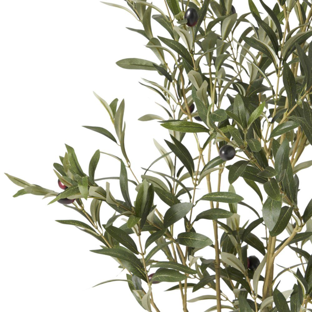 Green Artificial Olive Tree in Cylindrical Black Pot - 47-inch