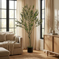 Green Artificial Olive Tree in Cylindrical Black Pot - 59-inch