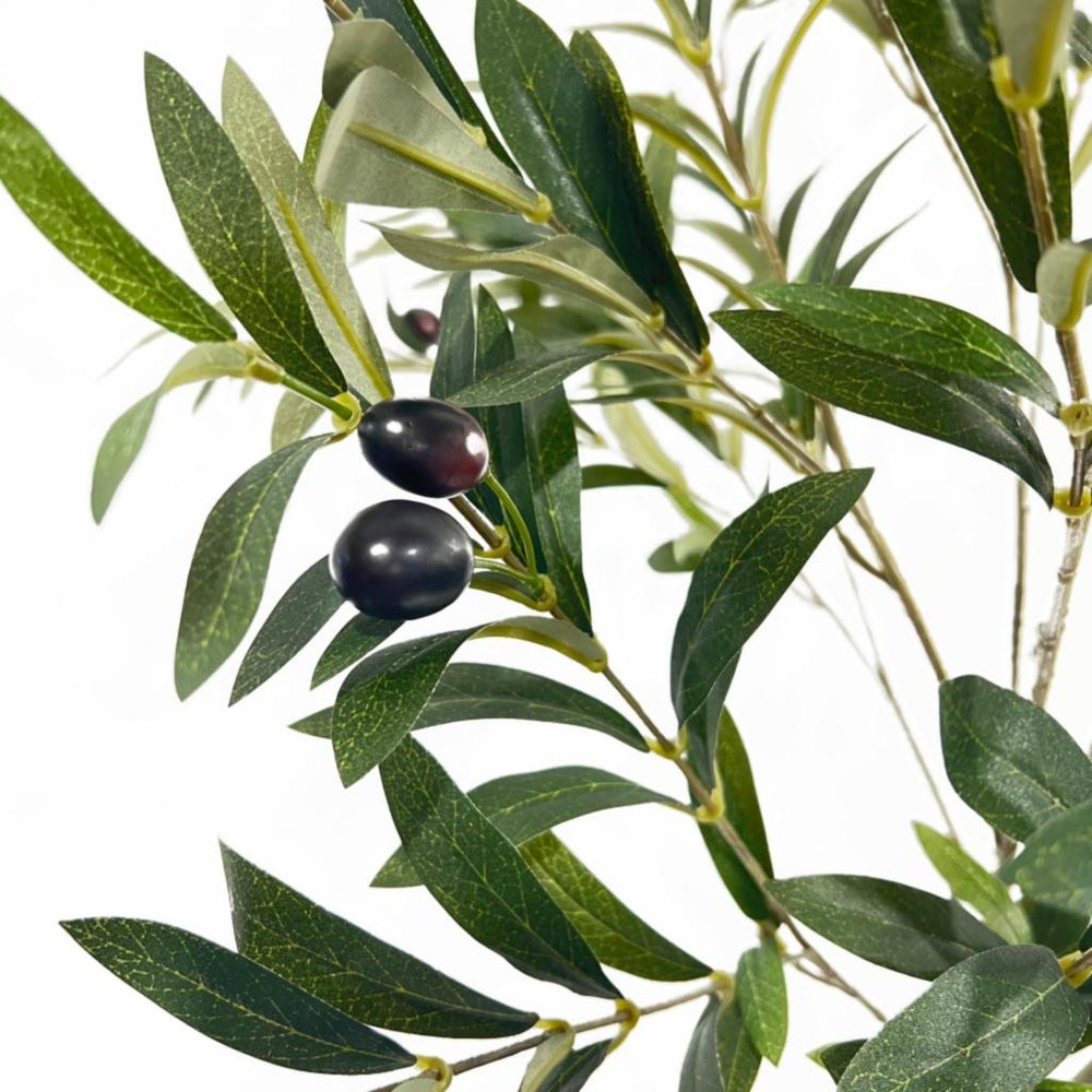 Green Artificial Olive Tree in Cylindrical Black Pot - 59-inch