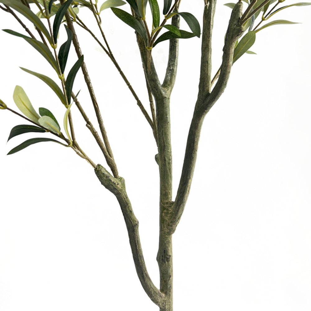 Green Artificial Olive Tree in Cylindrical Black Pot - 59-inch