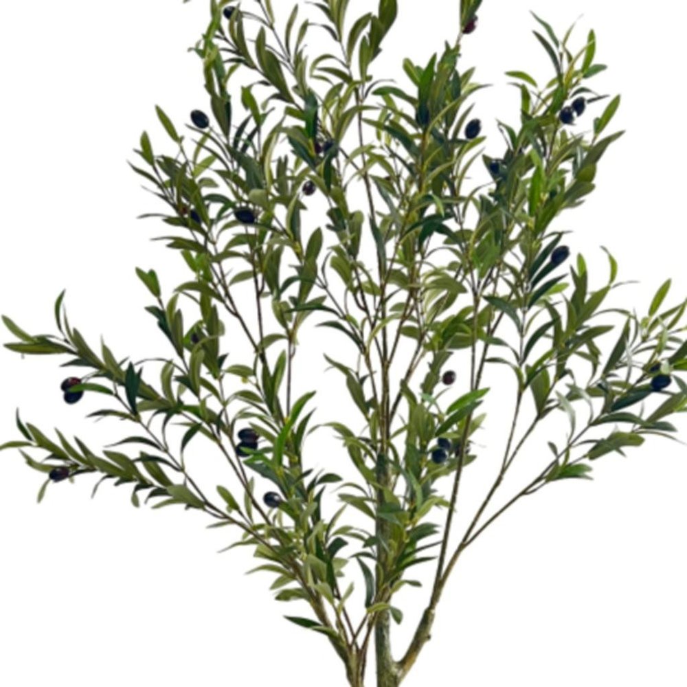 Green Artificial Olive Tree in Cylindrical Black Pot - 59-inch