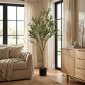 Green Artificial Olive Tree in Cylindrical Black Pot - 71-inch