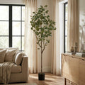 Green Artificial Eucalyptus Tree in Cylindrical Black Pot - 71-inch