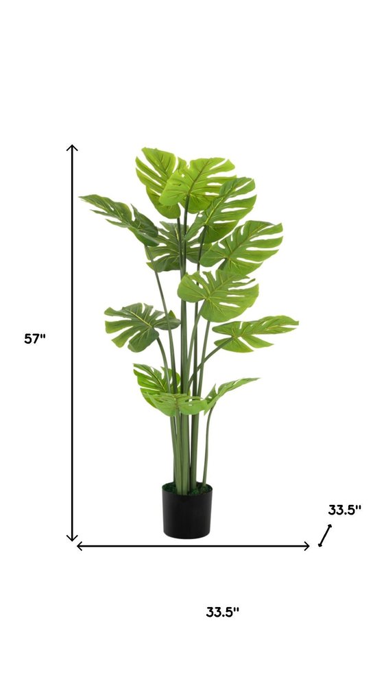 Green Artificial in Cylindrical Black Pot - 57-inch