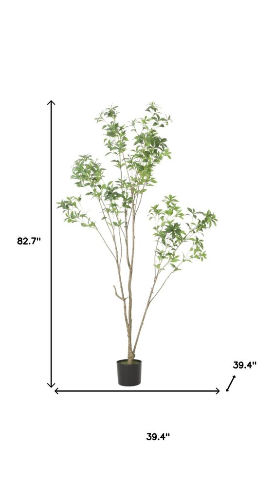 Green Artificial in Cylindrical Black Pot - 83-inch