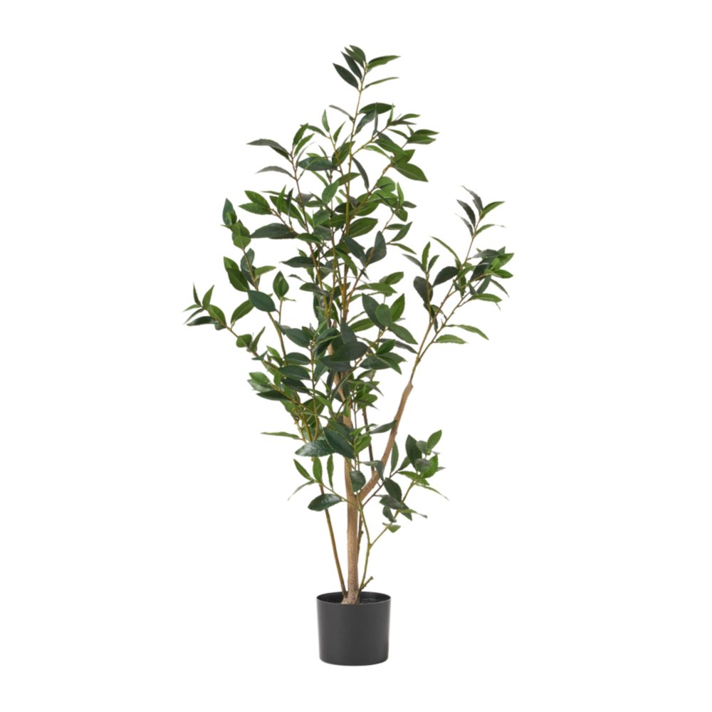 Green Artificial in Cylindrical Black Pot - 47-inch