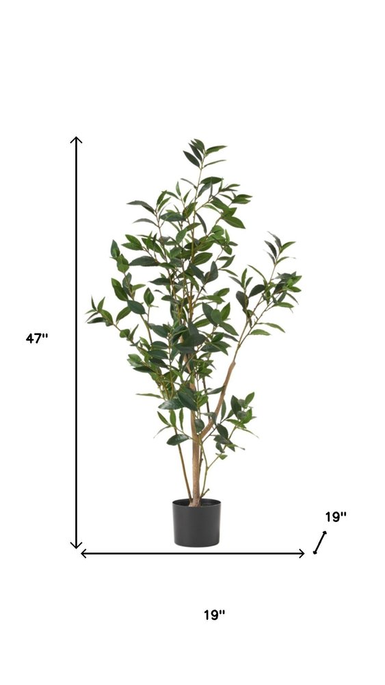 Green Artificial in Cylindrical Black Pot - 47-inch