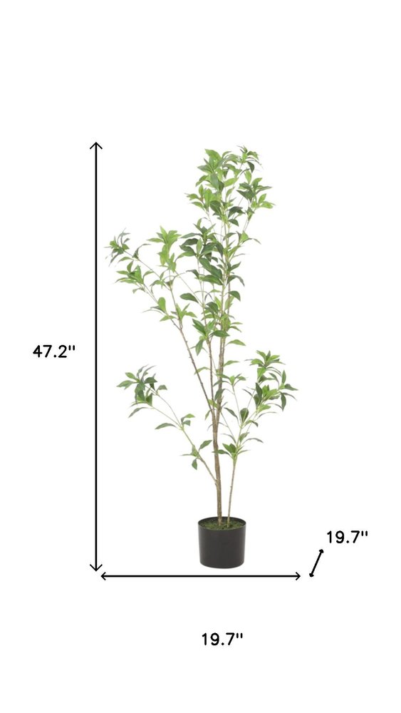 Green Artificial in Cylindrical Black Pot - 47-inch