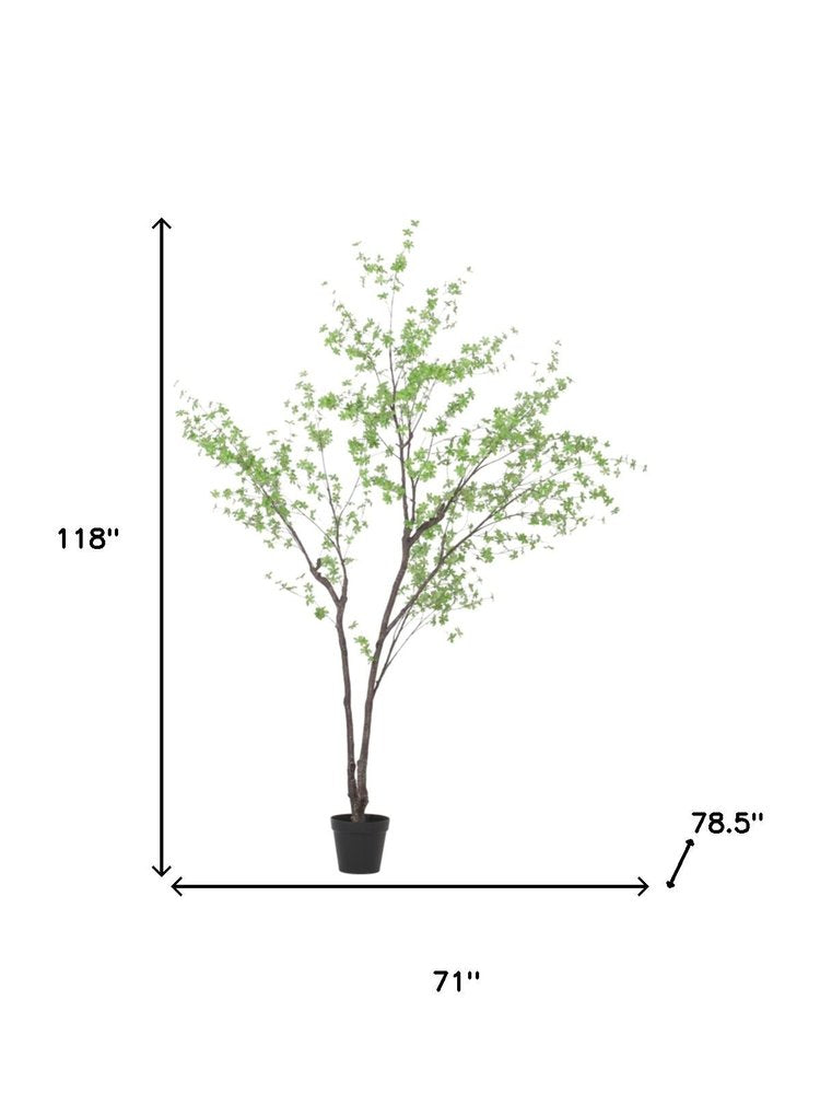 Green Artificial in Cylindrical Black Pot - 118-inch