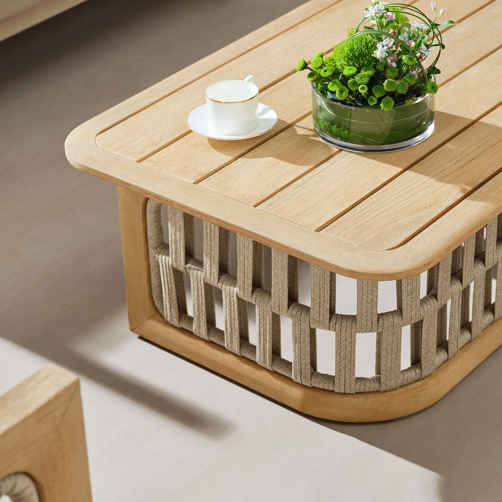 Four Piece Almond Outdoor Patio Set with Table