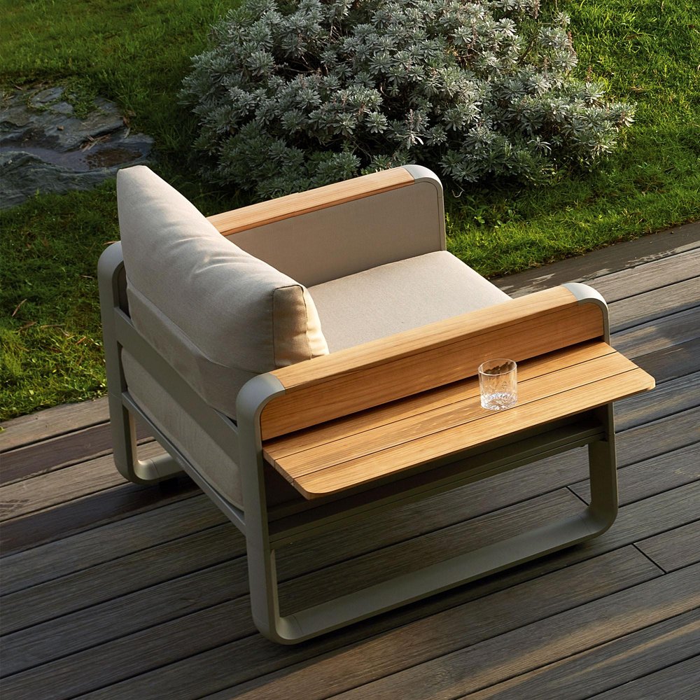 Four Piece Almond Metal Outdoor Patio Set with Table