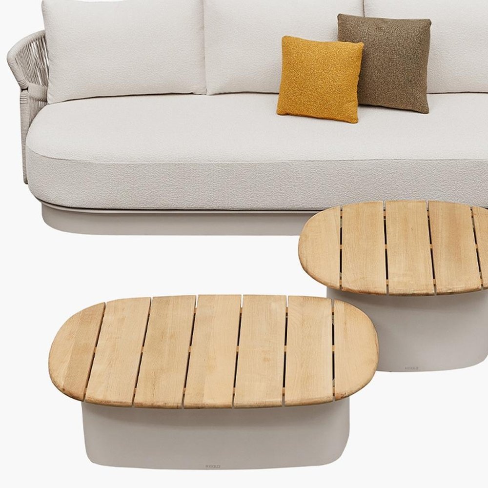 Six Piece Beige Metal Outdoor Patio Set with Table