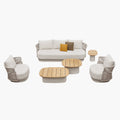 Six Piece Beige Metal Outdoor Patio Set with Table