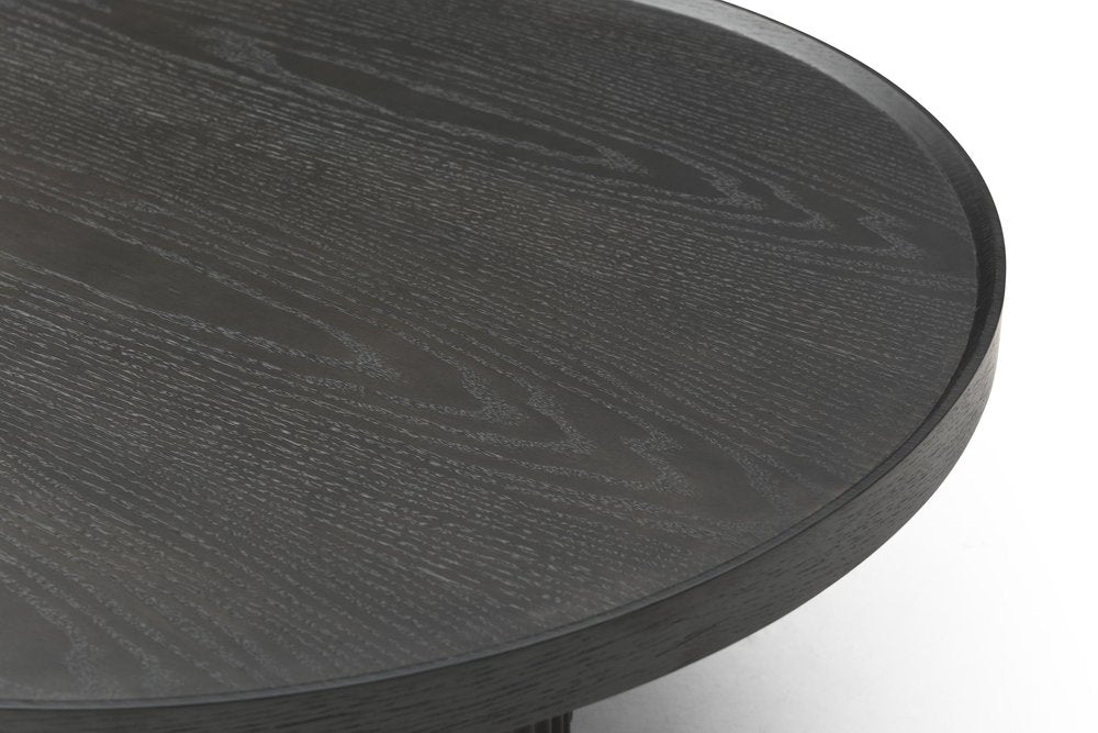 Dark Gray Wood Round Pedestal End Table - 18-inch