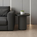 Dark Gray Wood Round Pedestal End Table - 18-inch