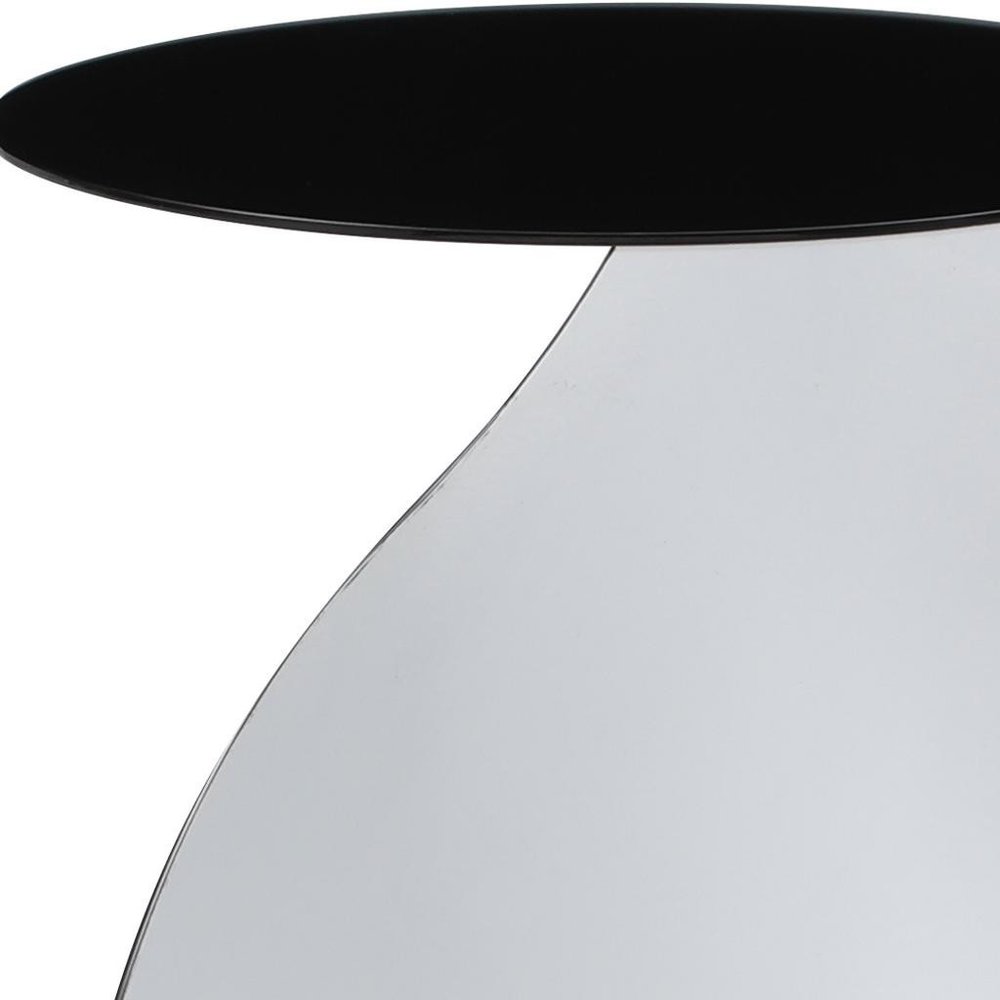 Black and White Steel Round Pedestal End Table - 21-inch