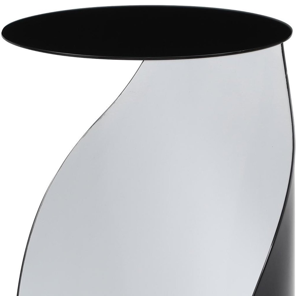 Black and White Steel Round Pedestal End Table - 21-inch