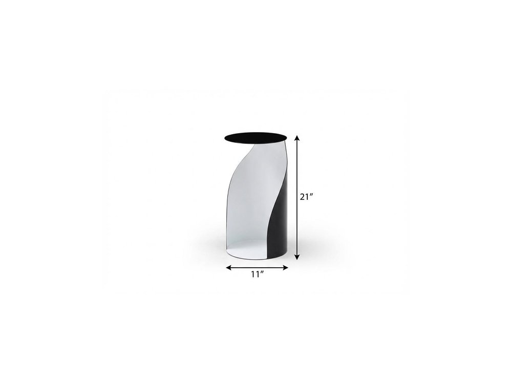 Black and White Steel Round Pedestal End Table - 21-inch