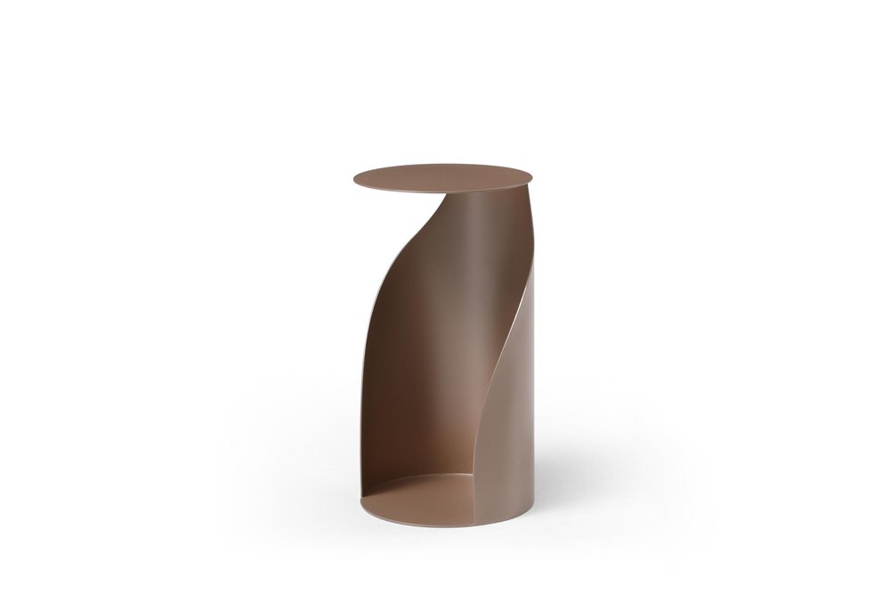 Gold Steel Round Pedestal End Table - 21-inch