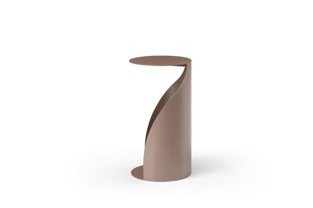 Gold Steel Round Pedestal End Table - 21-inch