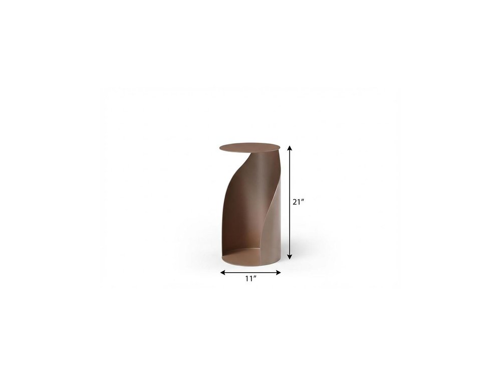 Gold Steel Round Pedestal End Table - 21-inch