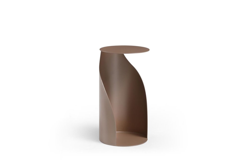 Gold Steel Round Pedestal End Table - 21-inch