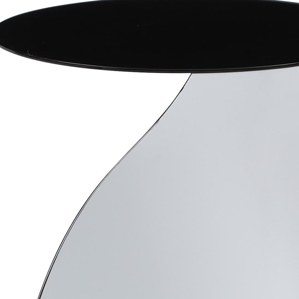 Black and White Steel Round Pedestal End Table - 19-inch