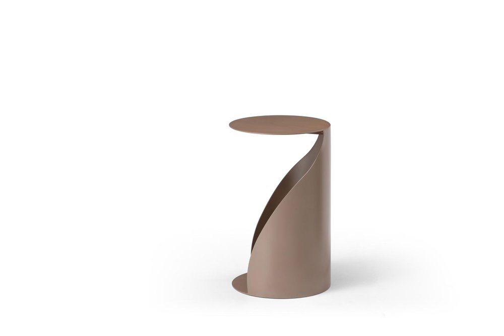 Gold Steel Round Pedestal End Table - 19-inch