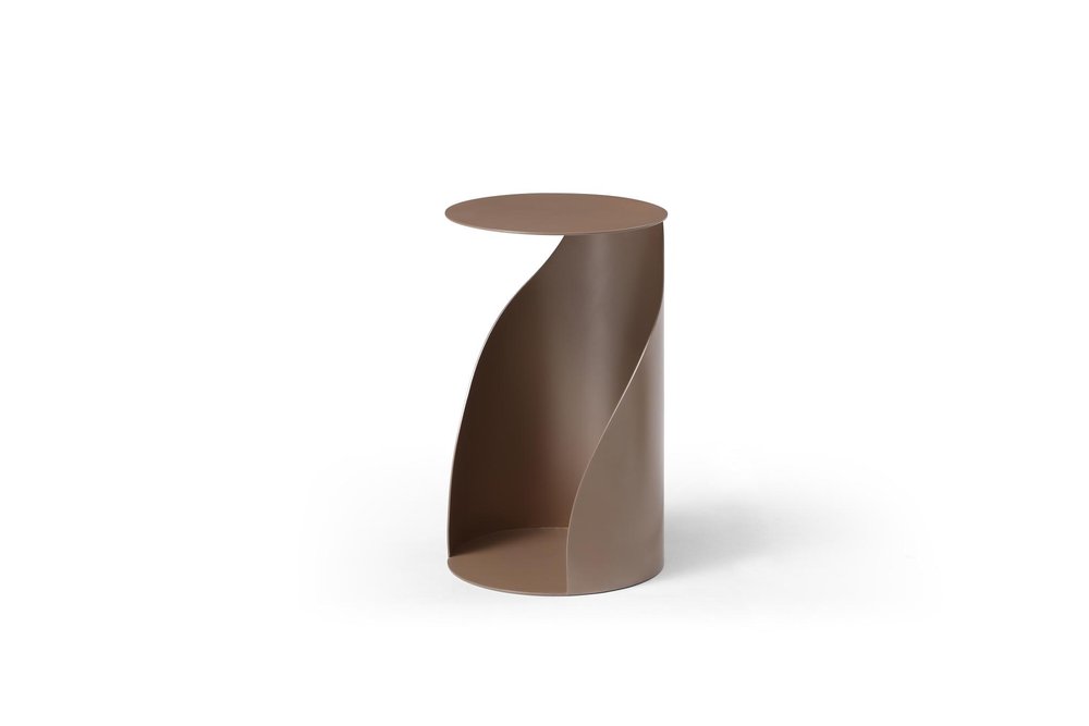 Gold Steel Round Pedestal End Table - 19-inch