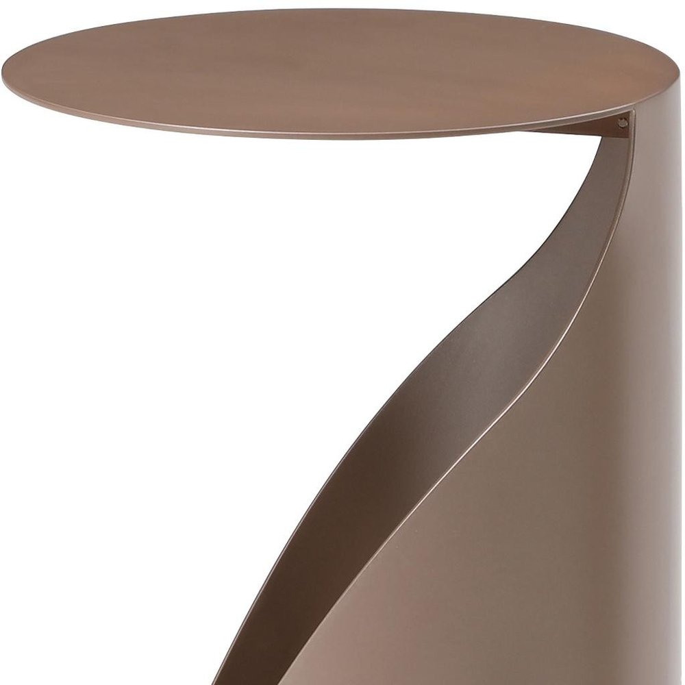 Gold Steel Round Pedestal End Table - 19-inch