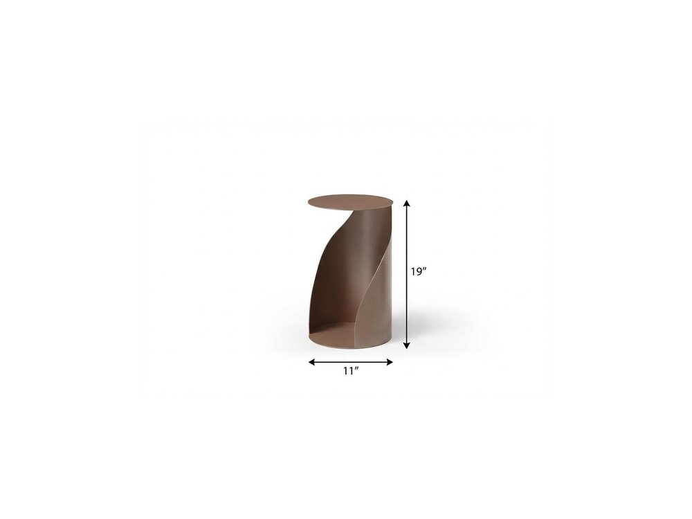 Gold Steel Round Pedestal End Table - 19-inch